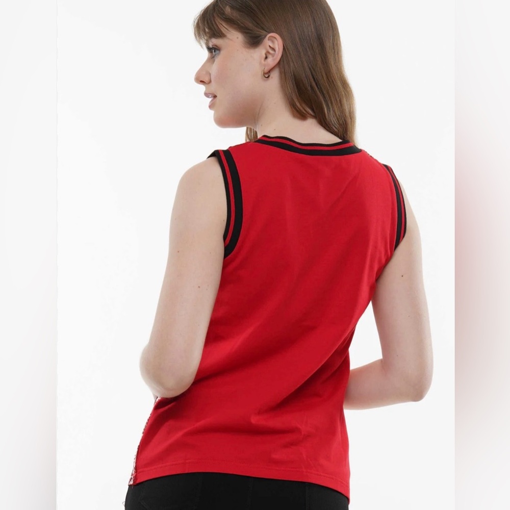 Talbots Vibrant Red Tank Top with Black Trim
